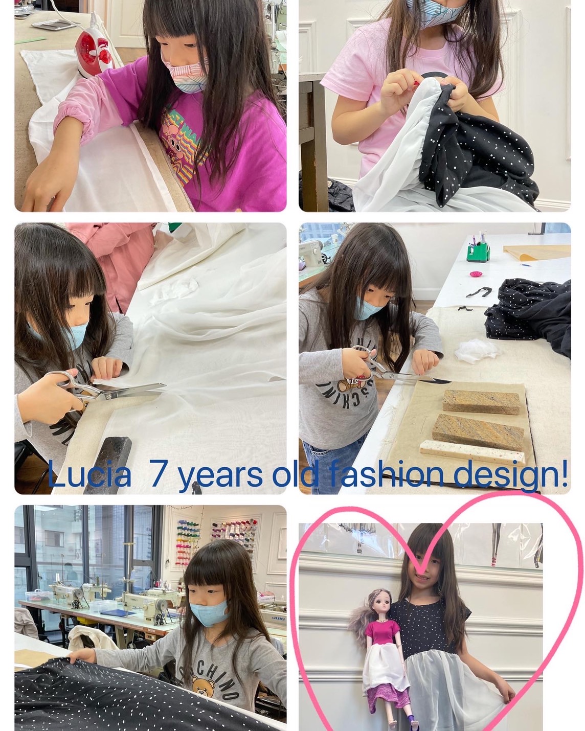 她，只有八歲，已成為全家人的服裝設計師